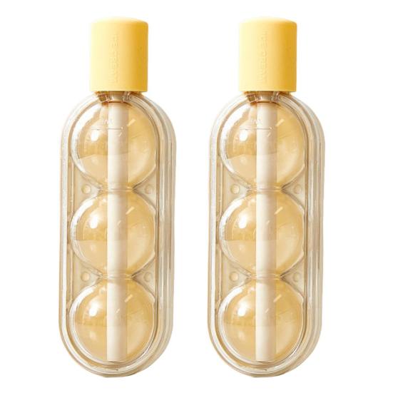 2Pcs 2-in-1 Silicone Popsicle Mold with Straw Quick Freezing Triple Balls Ice Ball Maker BPA-Free Summer Cool Water Drinks Bottle Ice Tray for Yogurt