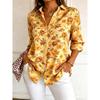 Women's Long Sleeve Floral Print Button Down Casual Shirt Elegant Daily Blouse Tops in Blue for Spring Summer