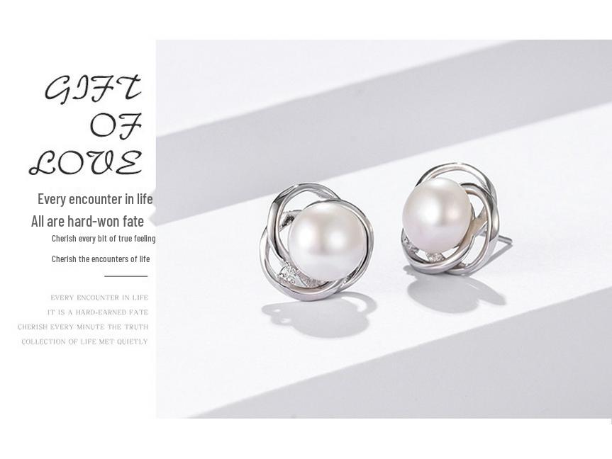 2024 Light Luxury 925 Sterling Silver Freshwater Pearl Stud Earrings for Women