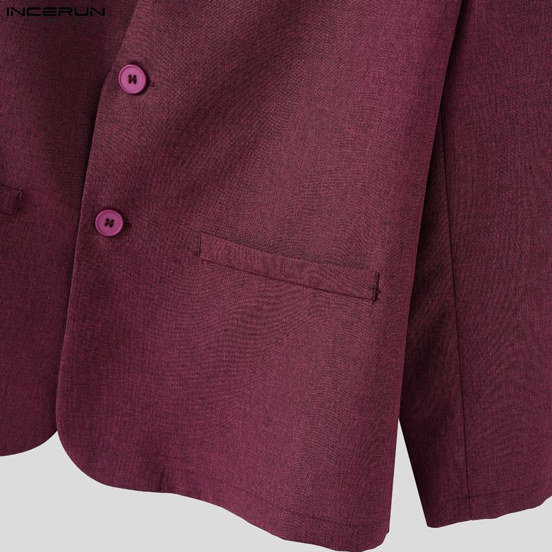 INCERUN Two Pieces Outfits Men Long Sleeve Thin Blazer Long Straight Pants Loose Sets