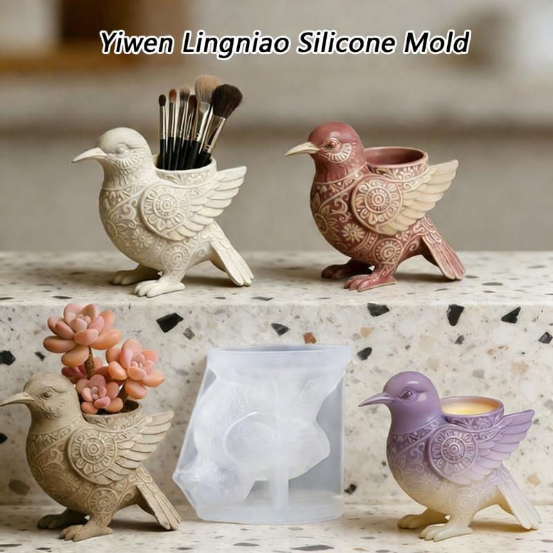 Multipurpose Silicone Mould For Handmade Concrete Flower Pots And Charm Resin Decoration Items In Bird Designs