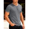 Men Henley Neck Short Sleeve Slim Fit Solid Color Casual Multiple Color Options T Shirt