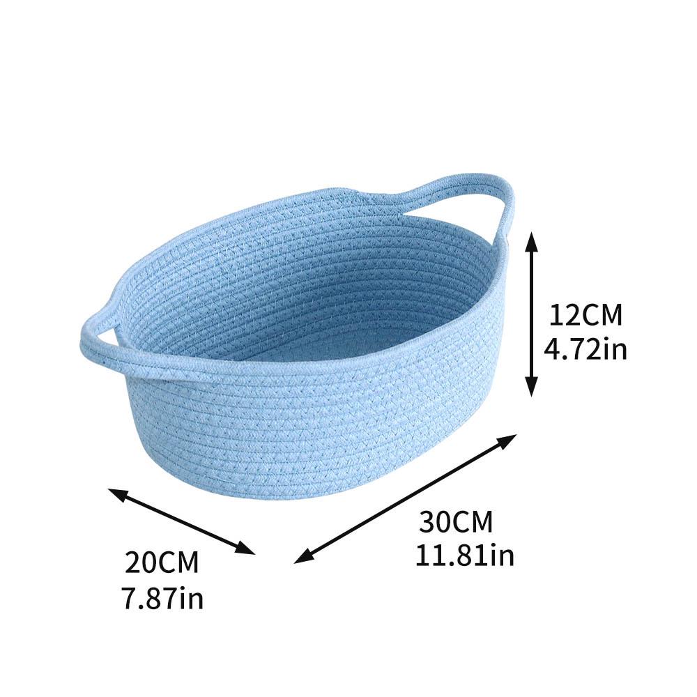 Cartoon Woven Cotton Rope Storage Basket for Cat, Remotes, Sundries, and Cosmetics