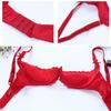 Women's Lace Shelf Bra Padded Push Up Bra 1/4 Cup Balconette Bra Underwire Bralette Sex Balconette Bra Underwire Gifts Red 80C New Arrival