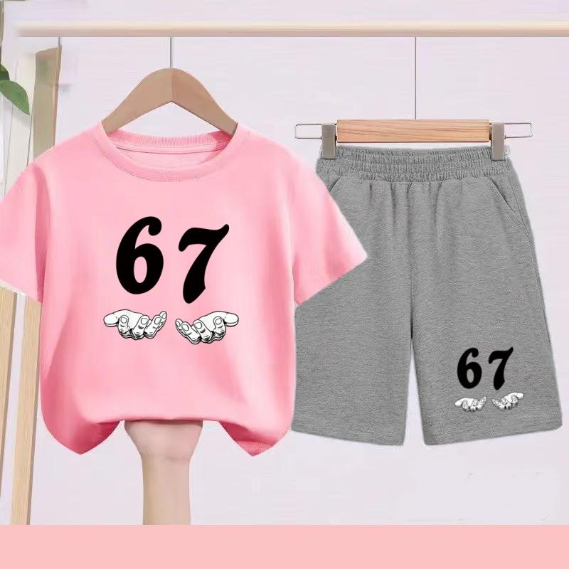 Completo sportivo per bambini: Set di T-shirt casual a maniche corte stampata+pantaloncini adatto per la calda estate
