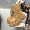 Fashion Women's Ankle Boots  2025 New Thick-soled Casual Boots Women Boots Large-Size Round-Toe Motorcycle Boots female