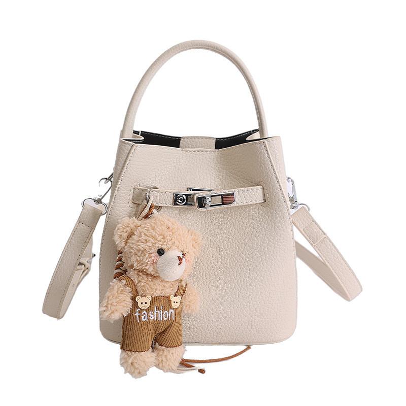 Classic Pu Basket Handbag With Adjustable Shoulder Strap For Casual Outings