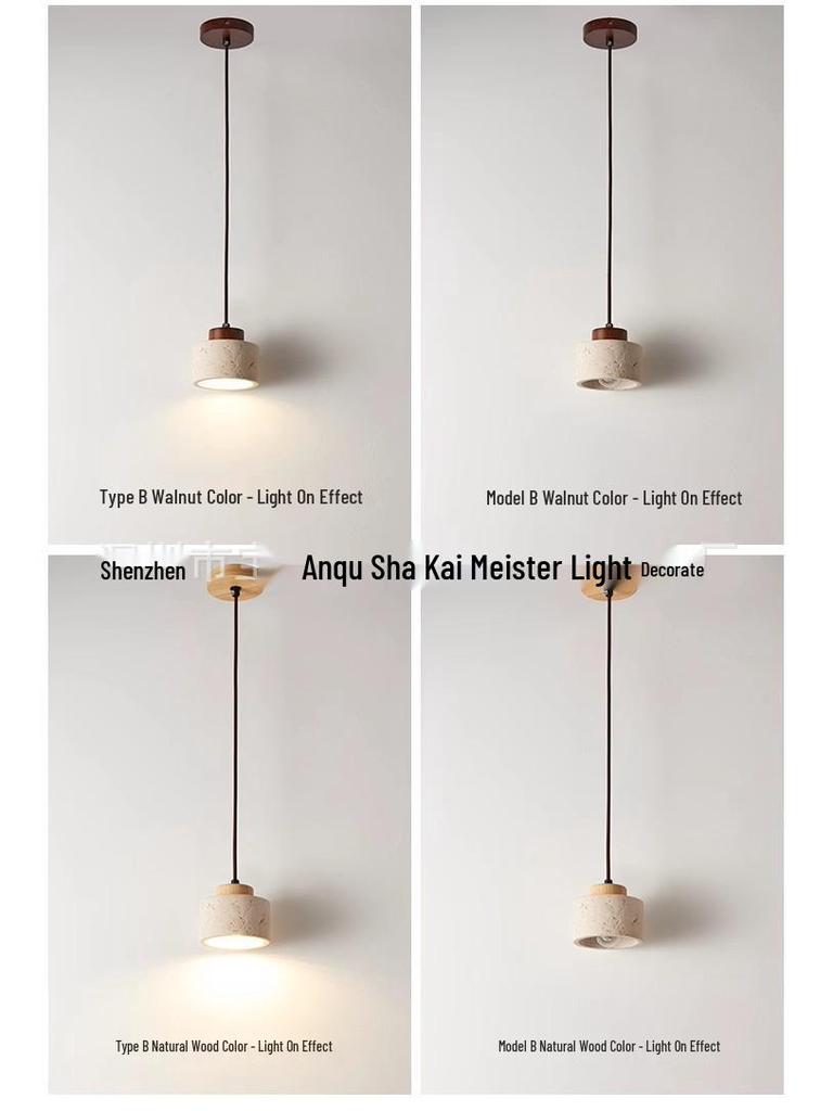 Wabi-Sabi Yellow Stone Pendant Lamp for Bedroom or Bar Counter