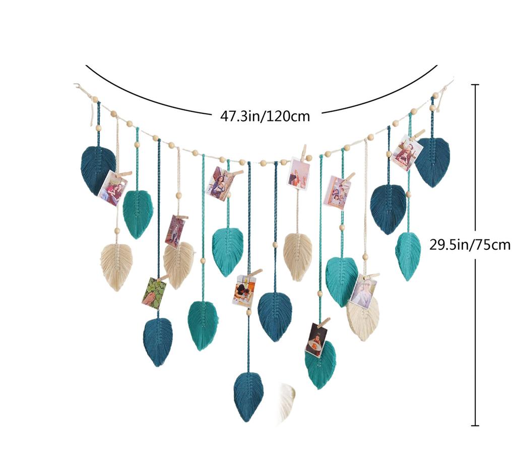 Boho Rope Tapestry Handwoven Nice Wooden Beads Leaves Po Hanging Tassel Wall Decor for Home Durable Durable Useful Useful