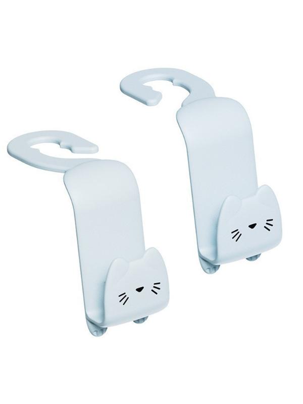 2pcs Creative Car Hook Cute Cat Car Seat Hanger Hooks Behind-seat Accessories Organizer Hook Bags Clothes Sundries Hanger Clip