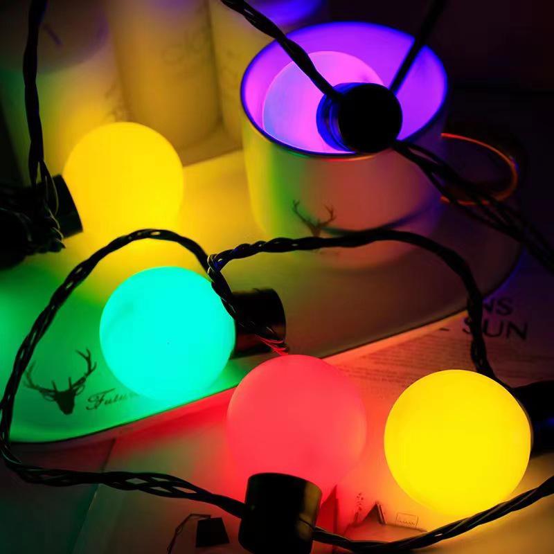 G50 Solar LED Outdoor Waterproof String Lights - Large Round Bulbs for Camping, Courtyard, Canopy, Tent, and Decorative Atmosphere.