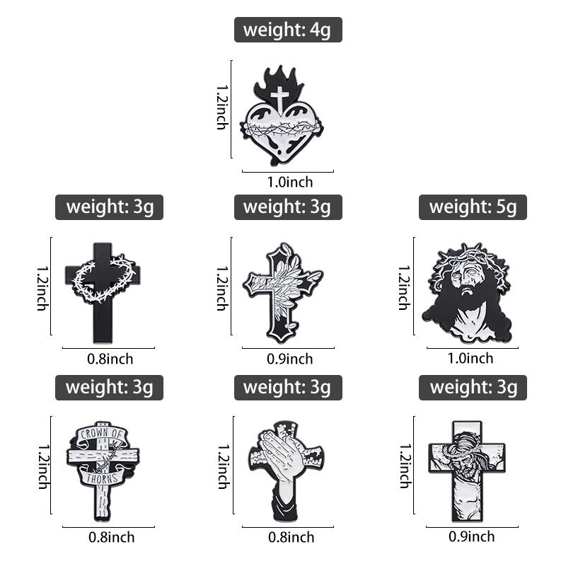 Spille Smaltate Croce di Gesù Personalizzate Corona di Spine Brooches Cristiani Distintivi da Giacca Gioielli Gotici Regalo per Amici