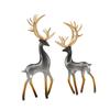 2 Decorative Deer Figurines Desk Ornaments Crafts Lifelike Reindeer Statues for Halloween Bookshelf