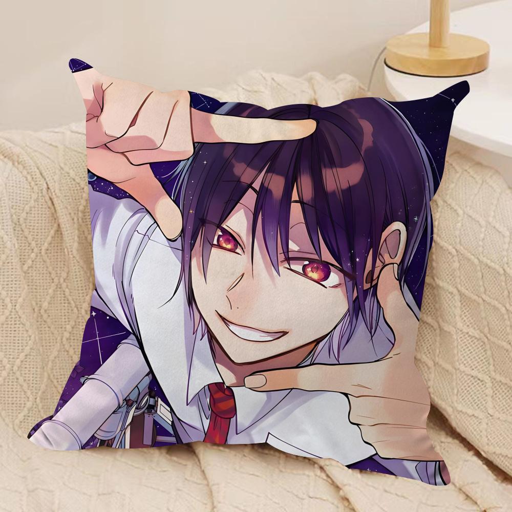 Y-YOUKAI GAKKOU NO SENSEI  Cushion Cover Silky Short Plush Sofa Pillow Cover Hidden Zipper Soft Dustproof Case for Home Decor
