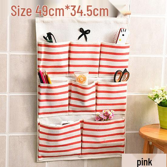 Paski Kokardka Montowany na ścianie Bawełniano-lniany Wiszący Organizer do Przechowywania z Wieloma Kieszeniami do Kuchni lub Łazienki.