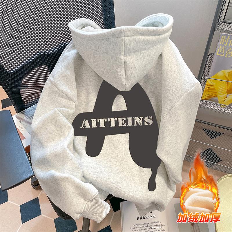 

2026 Autumn and Winter Printed Hooded Sweater Retro Casual Men s Velvet Thickened Comfortable Casual Women s Versatile XXXL