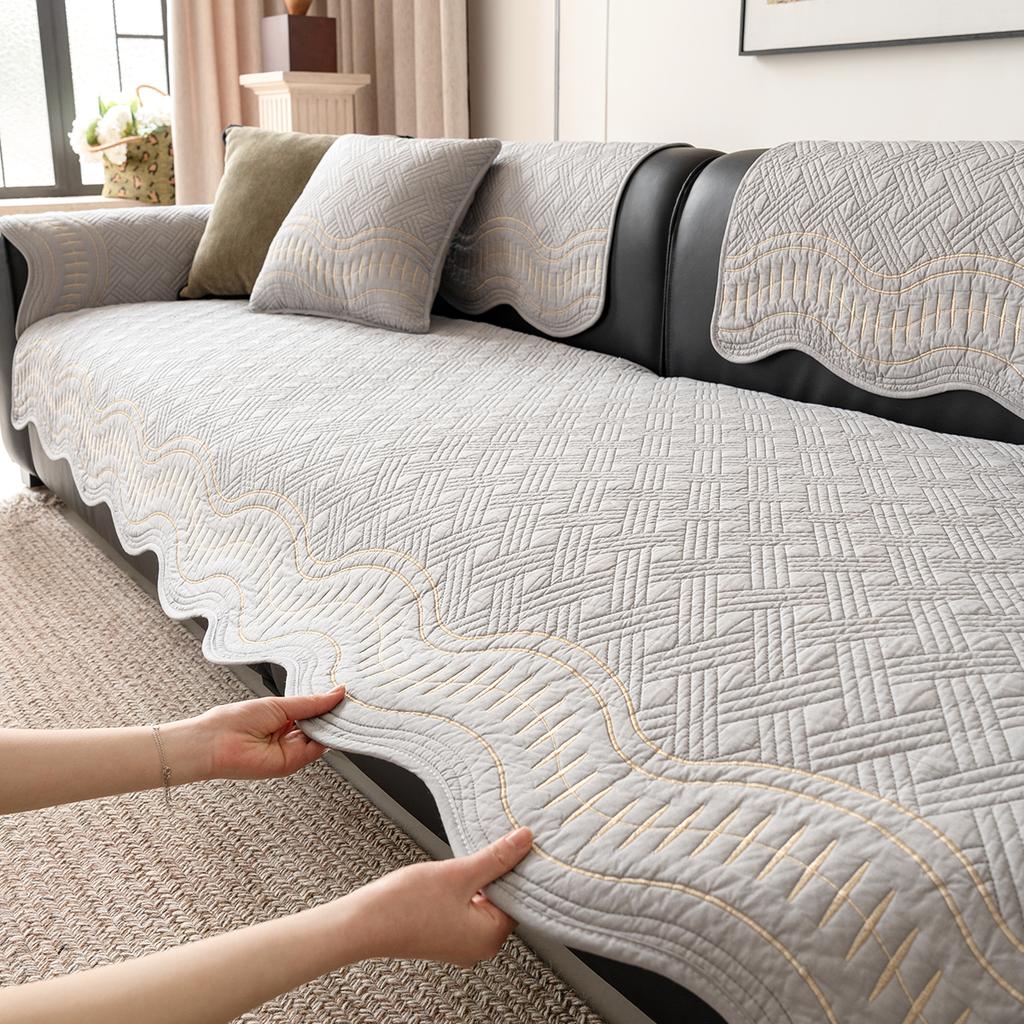 Sofa Cushion New Four-season Universal Non-slip High-end Sense Straight Row Leather Sofa Seat Cushion Cover Cloth Towel