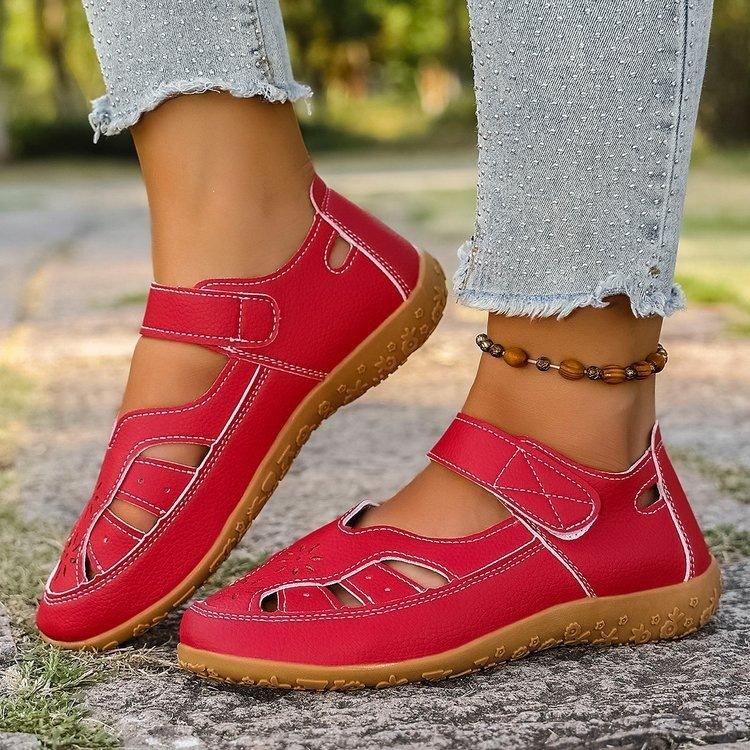 Anti-slip Shoes, Large Size, Flat Bottom, Casual Sandals, Women's, New Style with Openwork Design