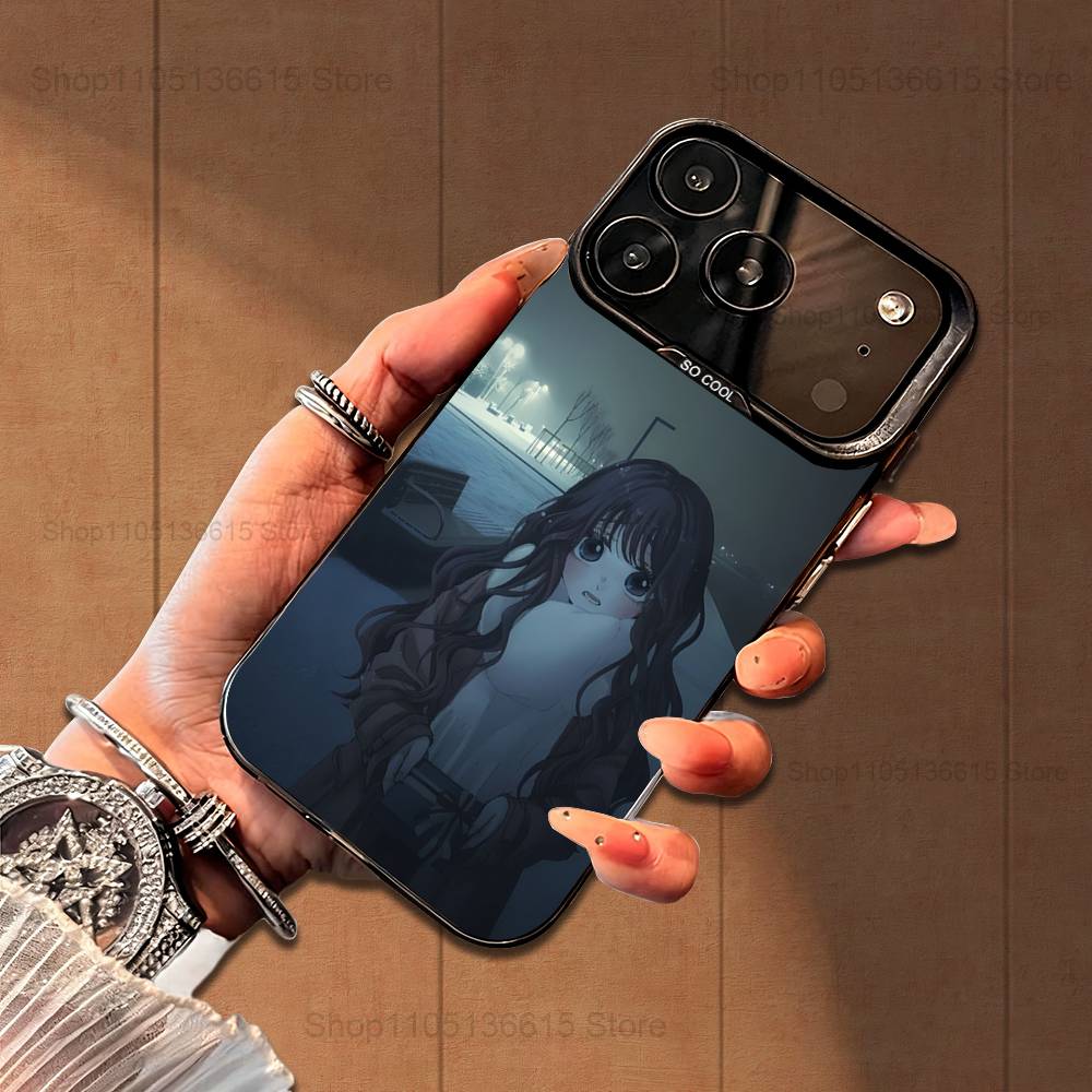 

Милый K-Kaoruko W-WAGURI Чехол Для iPhone 16,15,14,17,13,12,11,Mini,Pro,SE,XS,MAX,Черный Матовый Силиконовый Чехол iPhone17Pro
