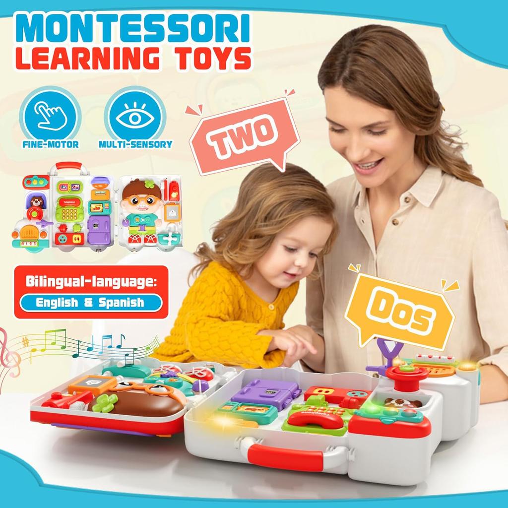 Tableau d'activités Jouets Montessori pour Tout-petit de 2-3 Ans, Jouet d'apprentissage éducatif, Développement de la motricité fine, Cadeau d'anniversaire