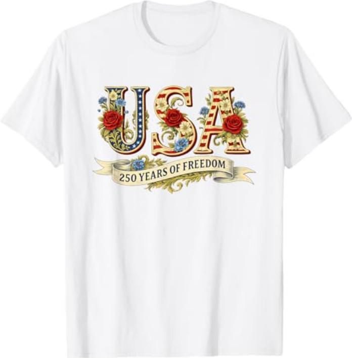 USA 250 Years of Freedom 1776 2026 America 250th Anniversary T-Shirt S
