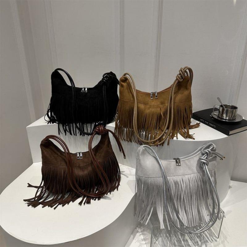 Fringe Bag, Vintage Matte Handbag, Large Capacity, New Design, Fashionable Commuter Crossbody Bag, Casual and Versatile Women's Handbag