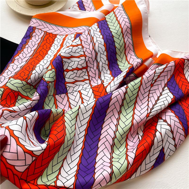 90*90cm Silk Scarf Women Print Hair Neck Square Shawl Bandanna Muslim Hijab Handkerchief Foulard Sun Protection Travel Headscarf