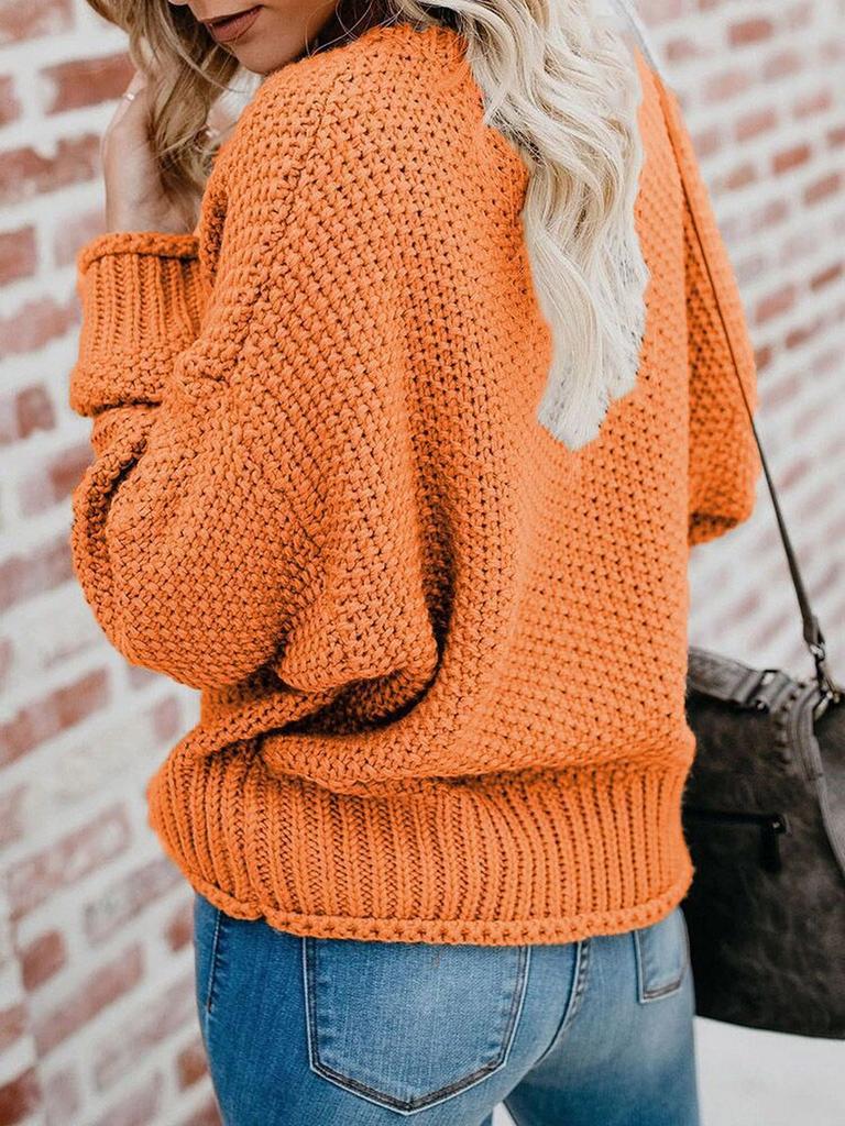 Autumn New Arrivals Loose Knit V-Neck Sweater Women's Clothing