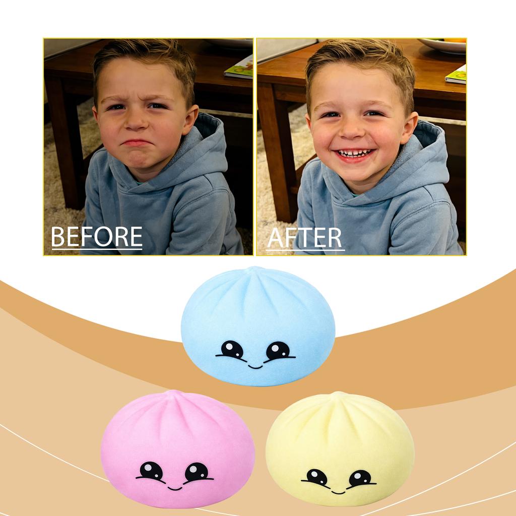 Colorful Dumpling Squishy Stress Relief Balls With Steamer Reusable Rebound Squeeze Reliever Toys Dough Ball Home Office Gifts
