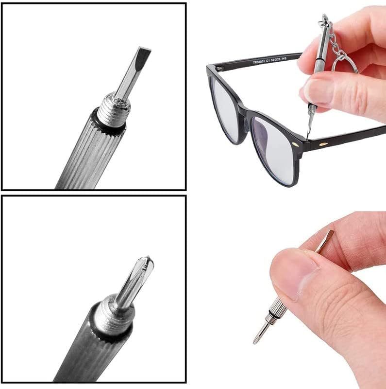 ( Stück à 5 ) Kompaktes Taschen-Mini-DIY-Schraubendreher-Set mit Schlüsselanhänger für Brillen, Sonnenbrillen, Uhren, Schmuck, Elektronik, Spielzeug-Reparaturset Kinder/Erwachsene