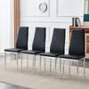 Set di 4 sedie da pranzo, nere, ecopelle PU con motivo a rombi, gambe in metallo, sedia moderna per cucina, soggiorno, caffè e ufficio domestico