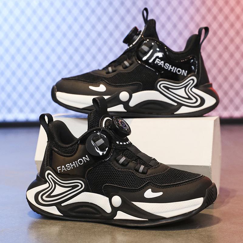 Children's sports shoes Double net breathable middle and older children's casual basketball shoes Boys and girls students competition training shoes 2