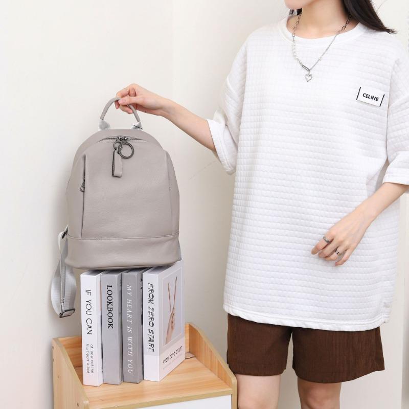 

Женская сумка-рюкзак из натуральной кожи, вместительный рюкзак, дорожная сумка для прогулок One Size серый