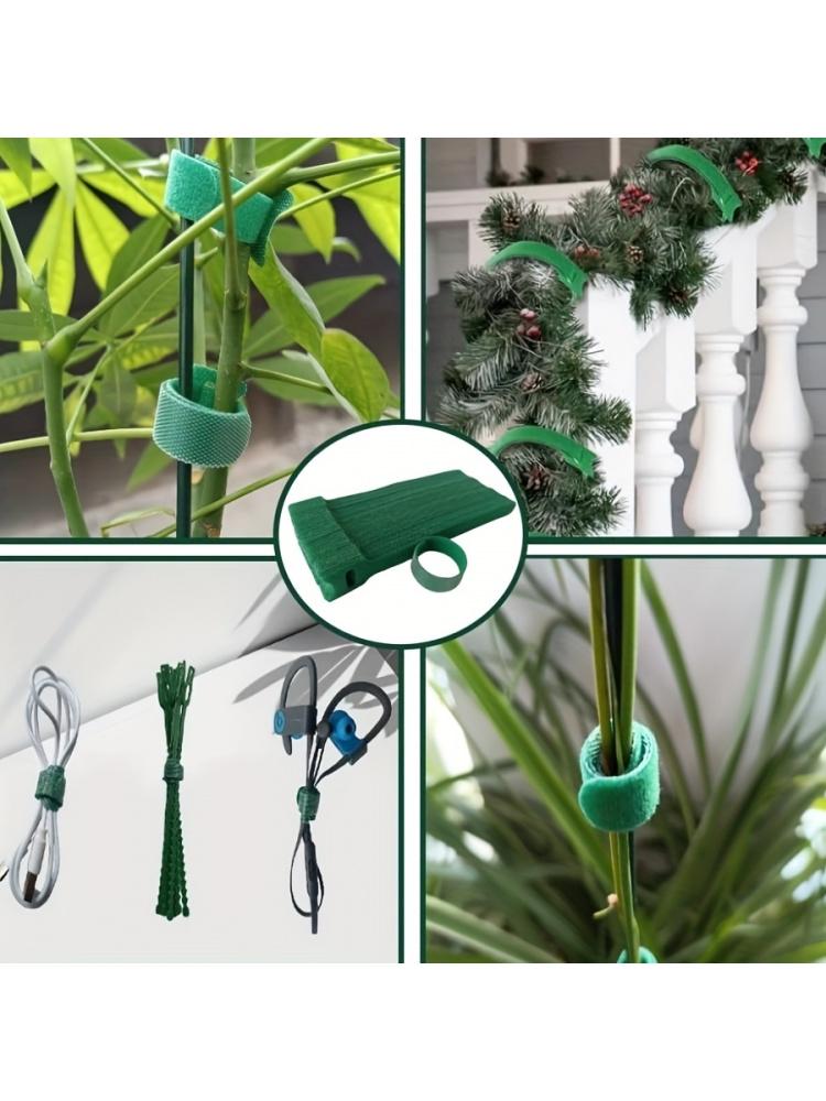 50Pcs 6in Green Nylon Plant Ties Adjustable Non Slip Reusable Velcro For Garden Climbing Plant Graft Decor