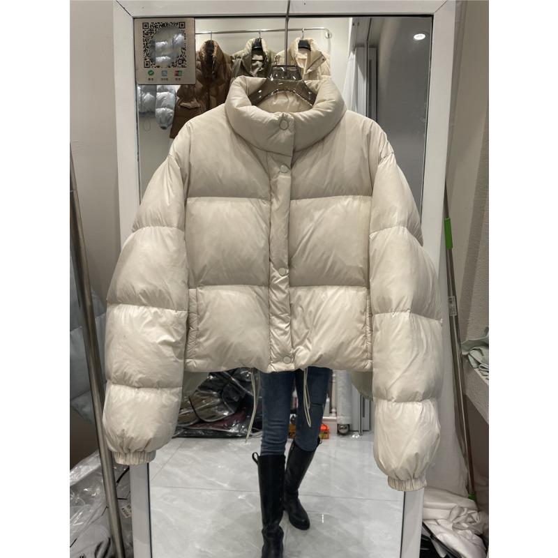 Small man, new cotton-padded clothes for women, short stand-up collar, loose and fashionable glossy cotton-padded jacket for women