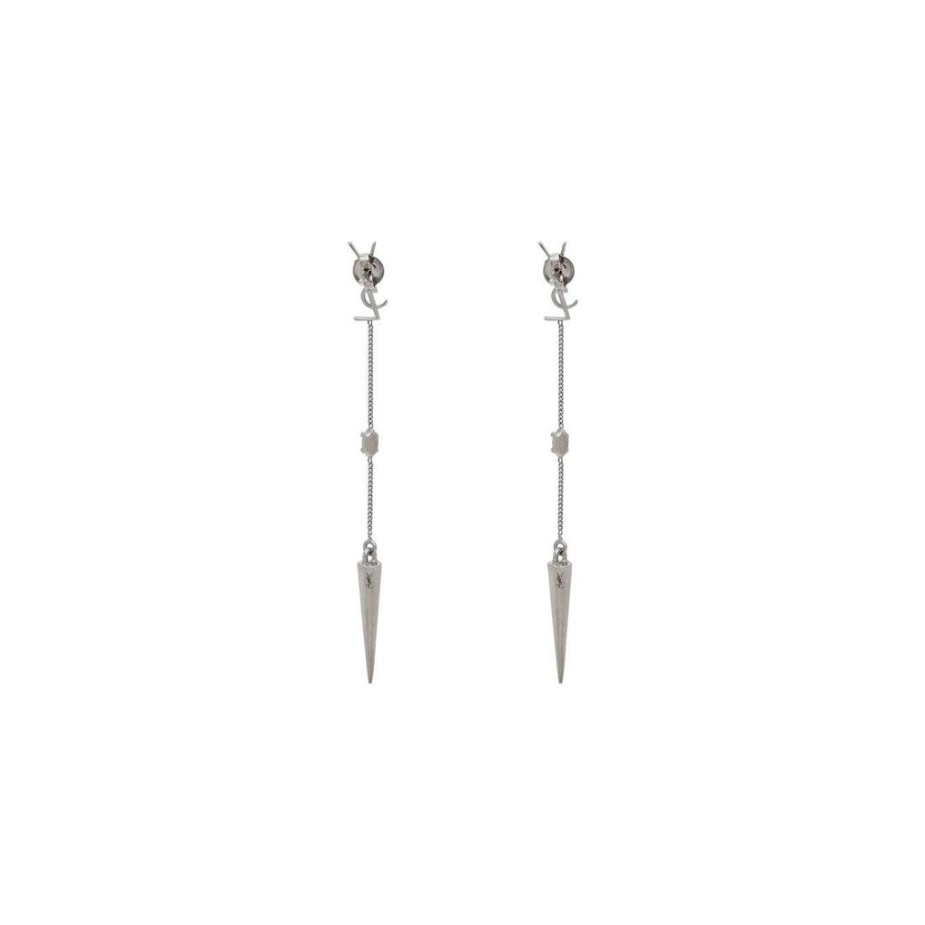 Saint Laurent Apym Brass Glass Rhinestone Spike Earrings Women earrings Silver 710726Y15268162