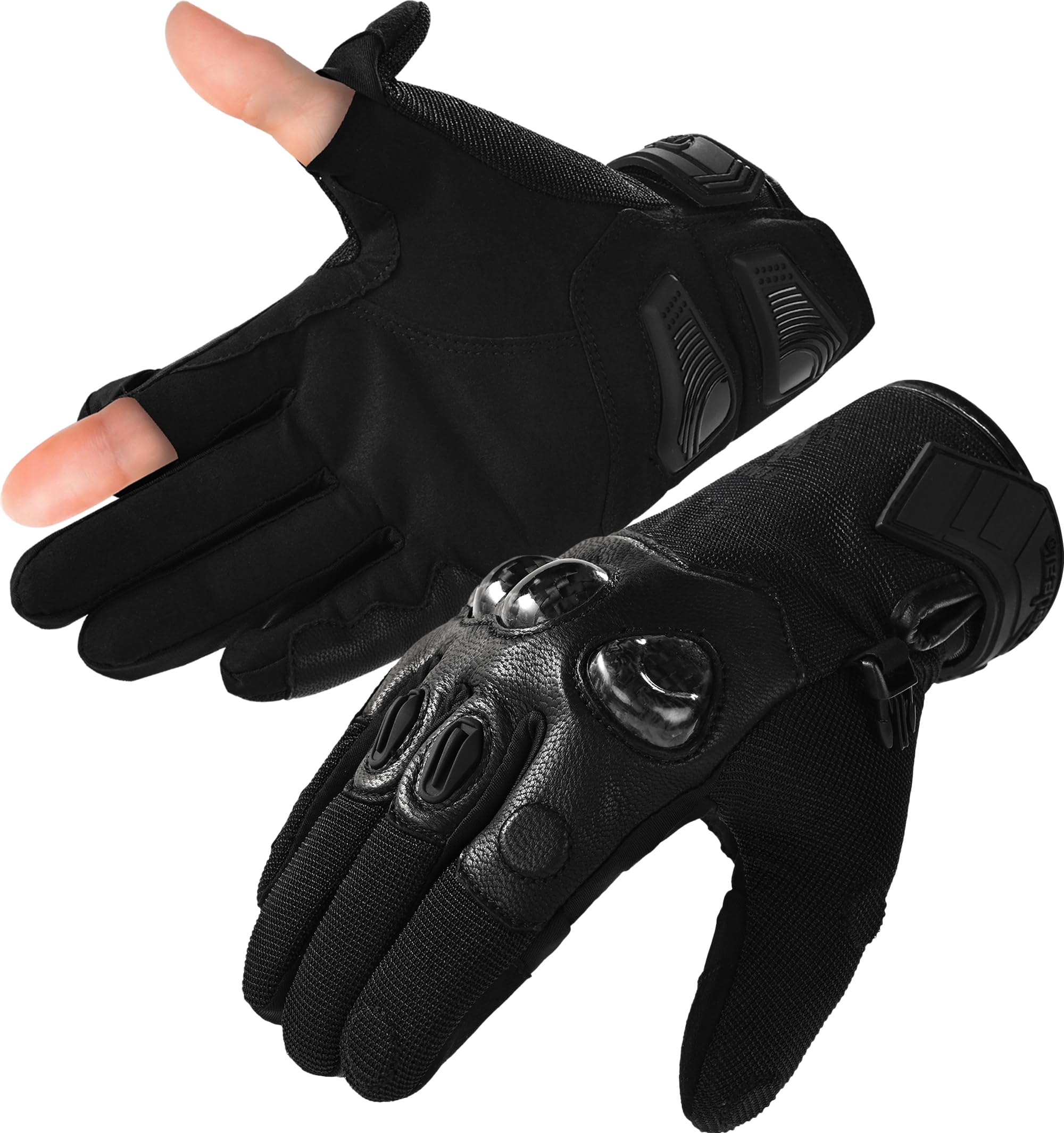 Kaedear Motorcycle Motorcycle Designed by Remi Smart Touch Gloves Gloves, Mesh, Spring/Summer, Protector, Two-Finger Open/Fingerless, Gloves, чёрный