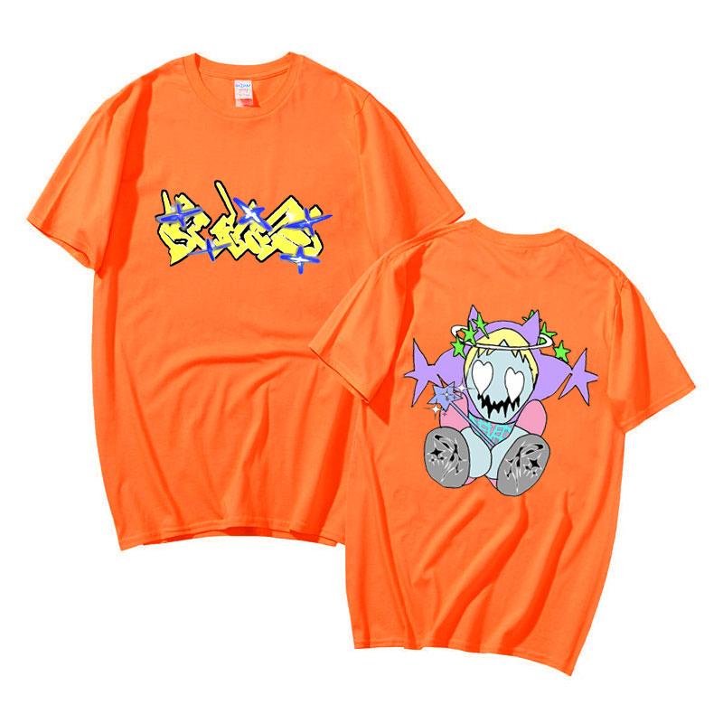 Rapper Bladee Skate Drain Gang 333 Double Sided Print T Shirts Unisex Hip Hop Loose Short Sleeve Men Women Fashion Cotton Tshirt