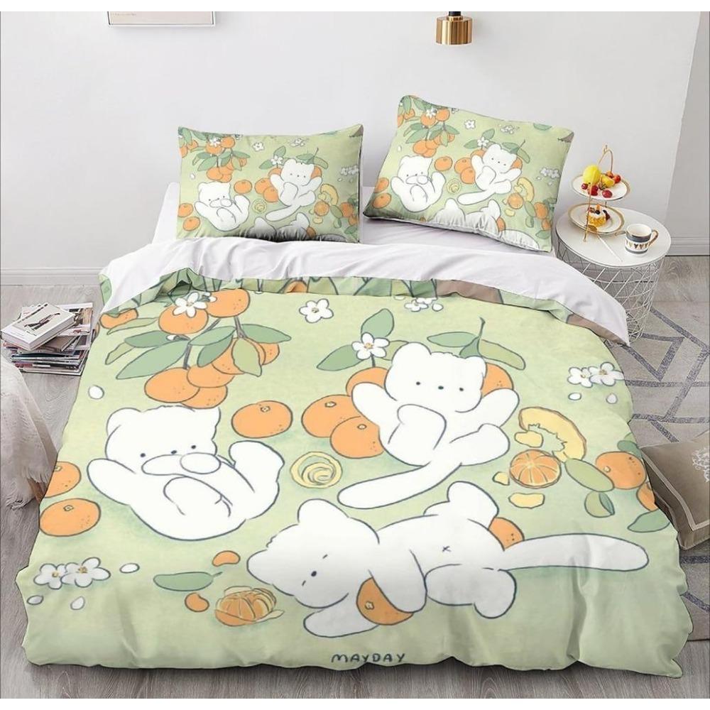 Conjuntos de Cama de Microfibra, Motivo Animal de Desenho Animado 3D, Roupa de Cama Infantil com Zíper Decoração de Quarto Capa de Edredom para Adolescentes Adulto