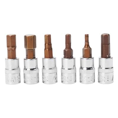 6X 1/4 Zoll Schraubendreherbit-Stecknuss-Set Sechskant Schraubendreher-Bits Werkzeuge H3-H8 Silber