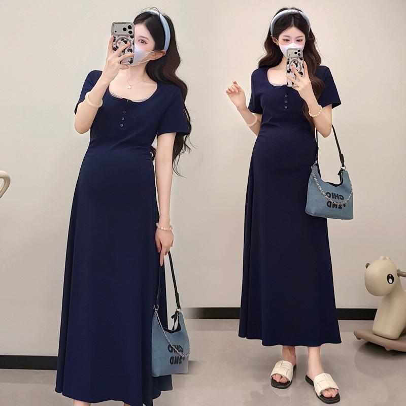 Maternity Knee-Length Korean T-Shirt Dress - 2026 Summer Slimming Fashion 2XL
