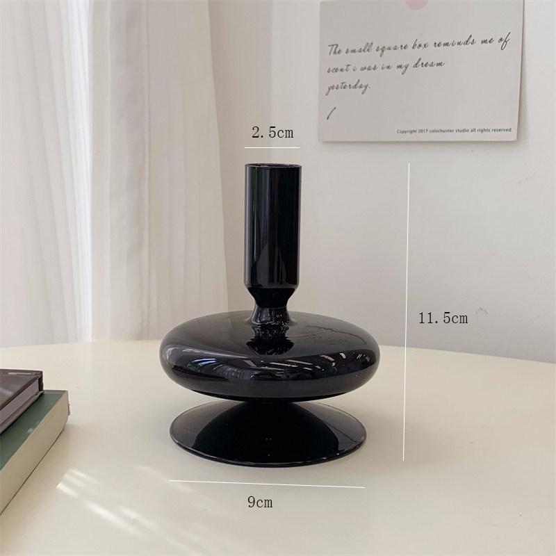 Nordic Black Glass Candle Holder: Luxurious Home Decor for Living Room Desktop