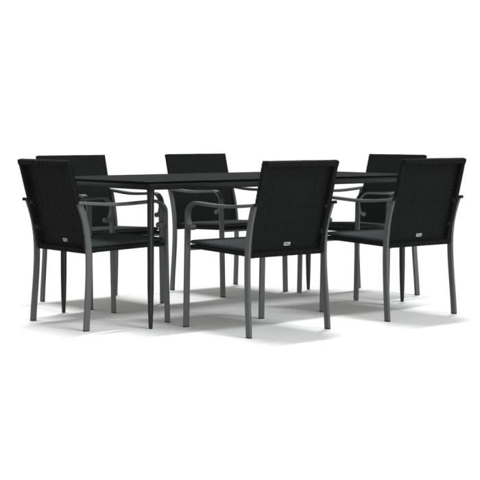 VidaXL Ensemble à manger de jardin 7 pcs coussins résine tressée acier 3186951