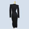 Thick Autumn and Winter Pleat V-neck Knitted dress Women Slim fit Sexy Elegant Elegant Split with Coat Hip Skirt