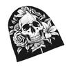 ZLIENSZUS Flower Skull Beanie Hat for & - Gothic Streetwear Skull with Flower, Modern Adult Unisex Winter Accessory Suitable for Casual Outfits, Layer