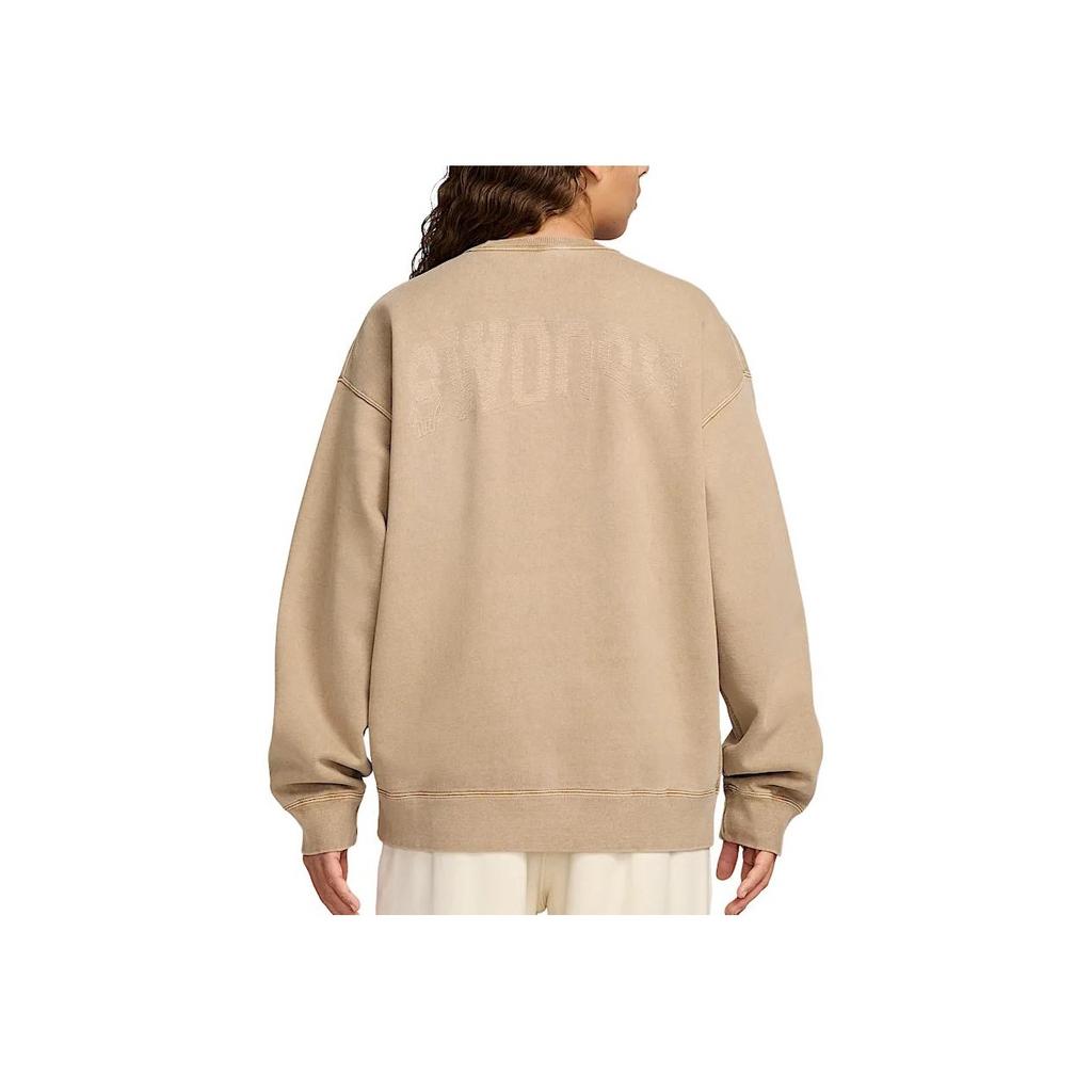 Nike Solo Swoosh Fleece Crewneck Long Sleeve Loose Sweatshirt Men Sweatshirt Beige HJ2236-297
