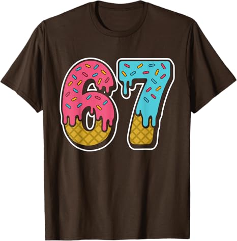 

67 Ice Cream Drip Meme Funny Six Seven Gen Alpha Slang TShirt Y2k Baseball Drip Graphic Outfit Fashion Sports Cotton Casual Tee 4XL