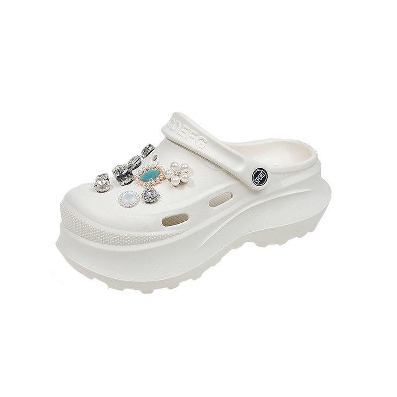 Star with the same hole shoes women wear new summer versatile thick-soled heightened stepping on shit beach cool slippers