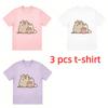 Funny The Cat Eating Popcorn Print Women's T-Shirts Summer Fashion Street Outdoor Casual T-shirt Tops for Men's and Women's Tees Top