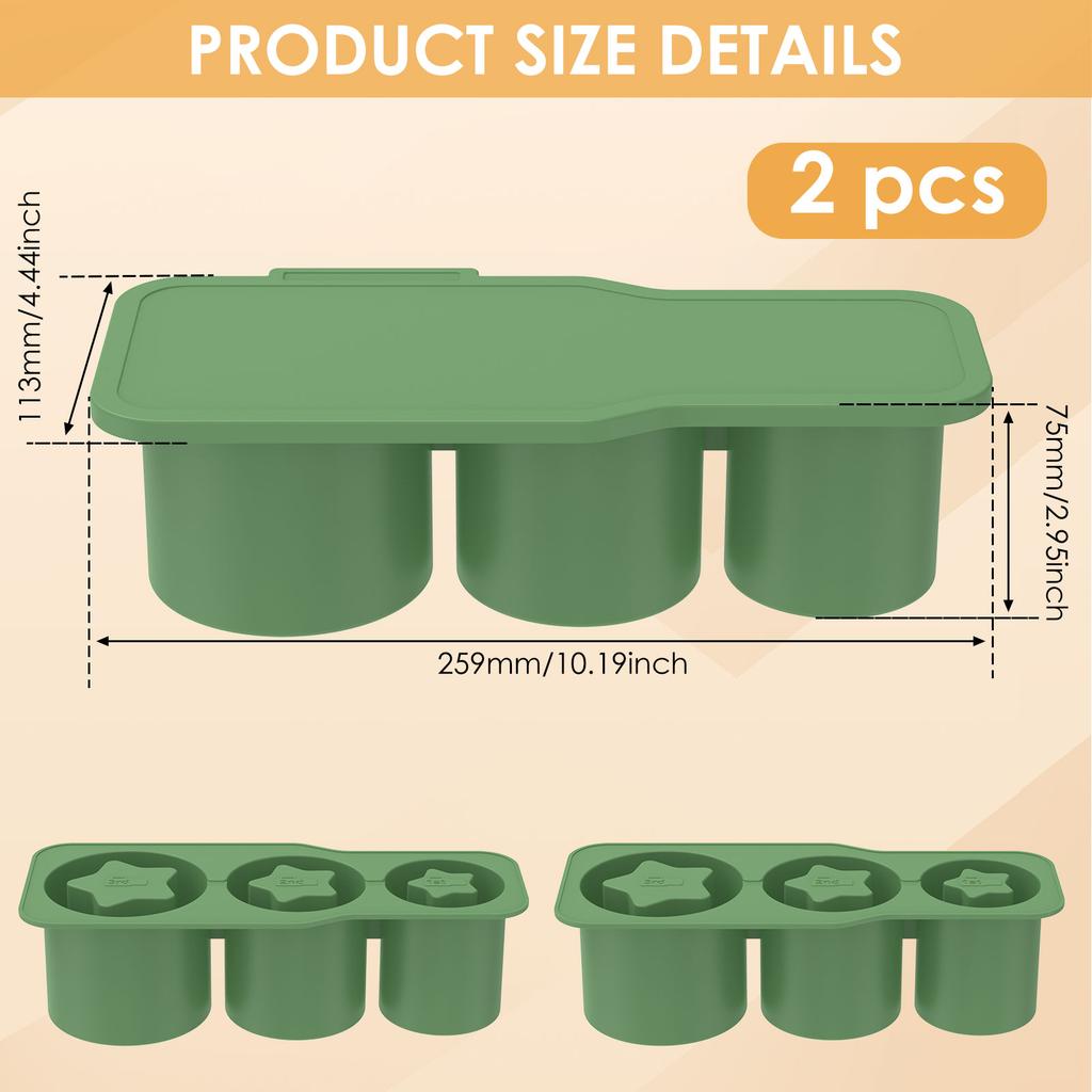 2 Pcs Tumbler Ice Mold Silicone Ice Cube Tray with Lid for Tumbler Cup Safe Freezer Ice Molds Easy Release Ice Cube Molds